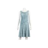 Chanel Blue Knitted Dress, sleeveless design in cashmere linen mix, 14"/36cm chest, 90cm long