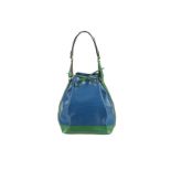 Louis Vuitton Bicolour Epi Noe GM, c. 1990, blue Epi leather with smooth green leather trim and gold