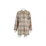 Burberry PVC Haymarket Check Coat, silver tone press stud closure, 21.5"/55cm chest, 85cm long