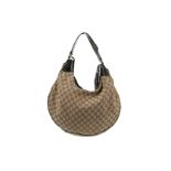 Gucci Half Moon Hobo Tote, Guccissima canvas with black patent leather and silver tone hardware,