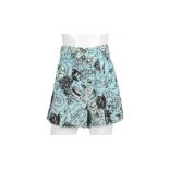 Chanel Blue Printed Silk Shorts, c. 1993, high waisted, small size, 15"/38cm hips, 38cm long