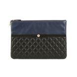 Chanel Two-Tone O Case, c. 2016-17, black quilted lambskin with faux pearl and ribbon detail, 34cm