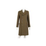 Yves Saint Laurent Moss Green Coat, double breasted military style with brass tone buttons, fully