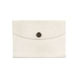 Hermes White Epsom Rio Clutch, c. 1994, wood and gilt metal H popper fastening, 24cm wide, 16cm high