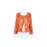 Matthew Williamson Orange Embroidered Silk Jacket, 2000s, heavily embroidered with sequins, wood,