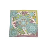 Hermes 'Les Sangles de Phoebus' Silk Scarf, designed by Joachim Metz, in shades of pastel pink, blue