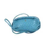 Bally Sky Blue Ostrich Crossbody Bag, 1980s, 23cm wide, 12cm high, 65cm shoulder drop Condition