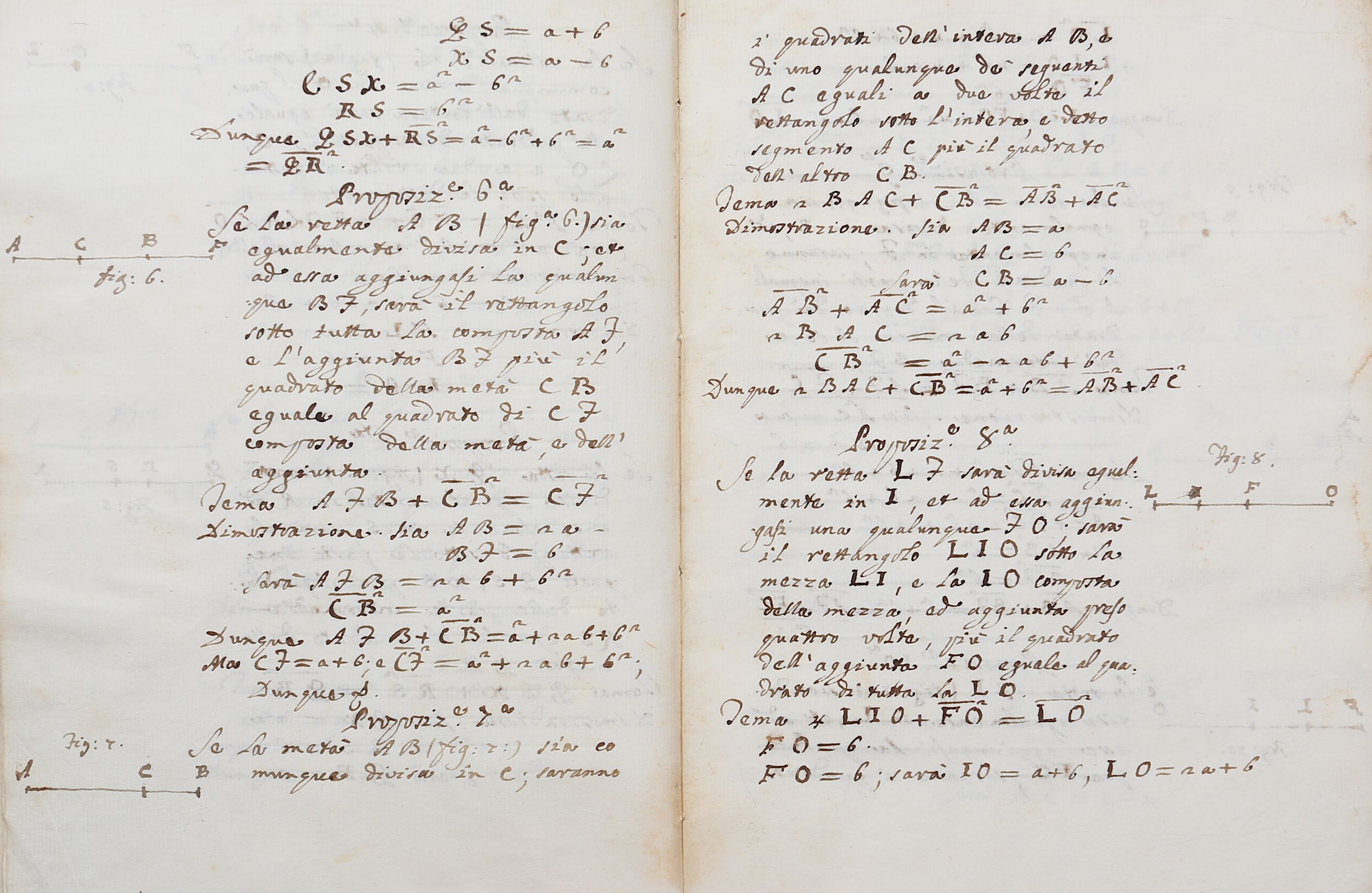 Italian Manuscript on Geometry.- Libro Secondo d'Euclide and Geometria Pratica, ink manuscript in