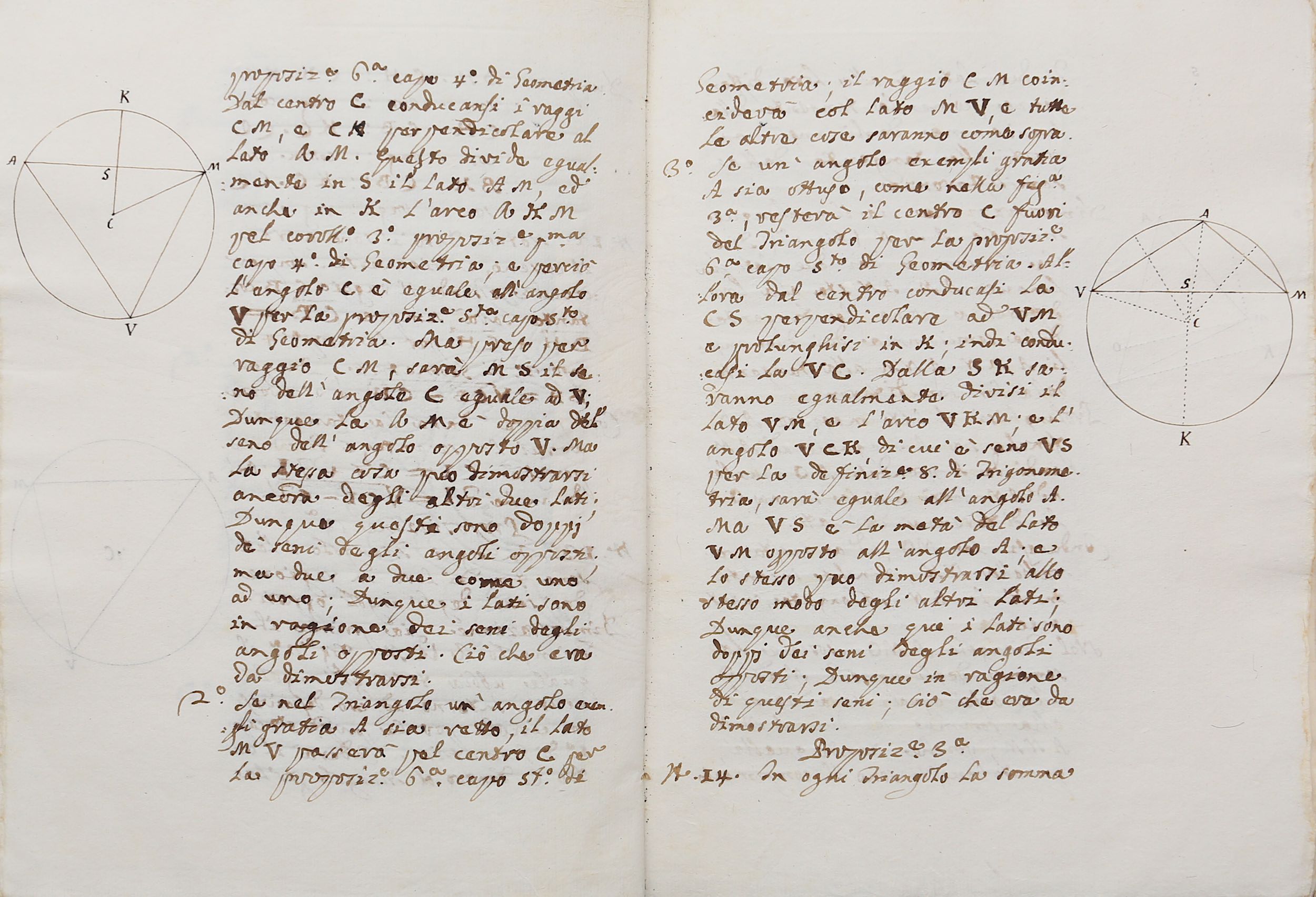 Italian Manuscript on Geometry.- Libro Secondo d'Euclide and Geometria Pratica, ink manuscript in - Image 2 of 2