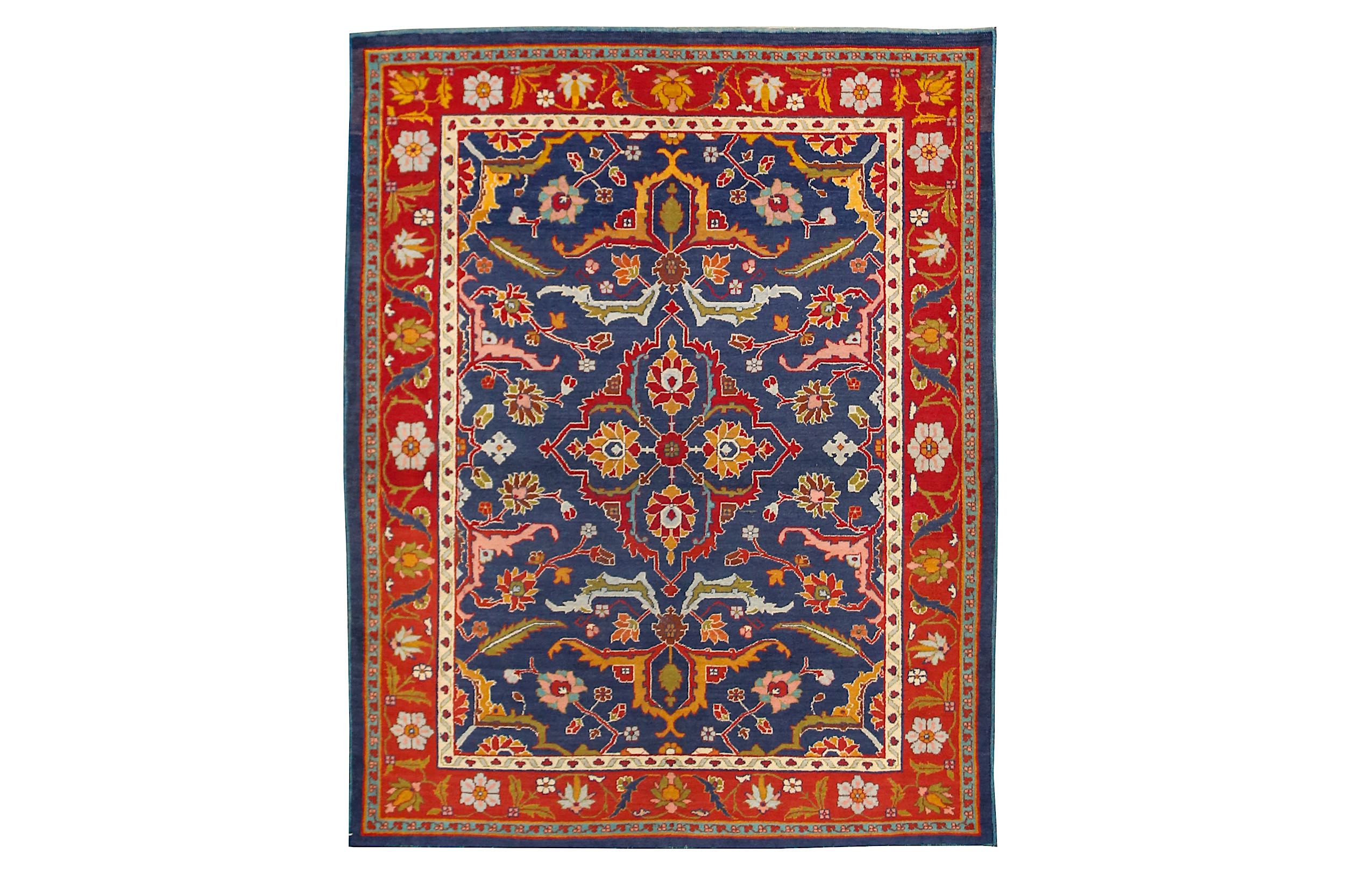 AN ANTIQUE PART COTTON AMRITZAR RUG, NORTH INDIA approx: 5ft.11in. x 4ft.8in.(180 x 142cm.)