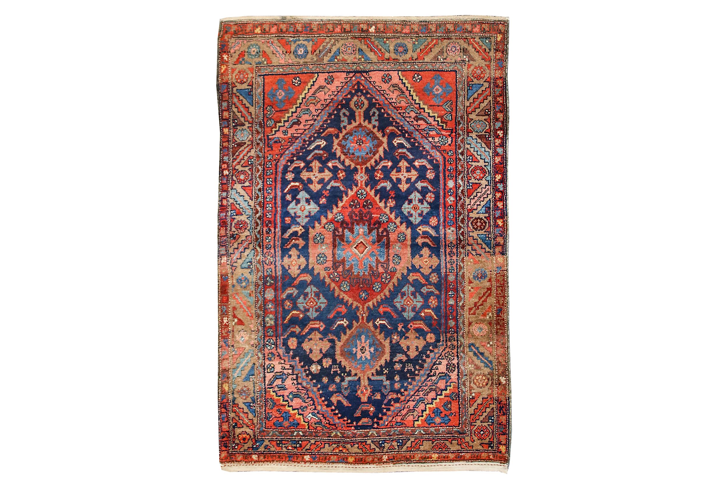 A FINE HAMADAN RUG, WEST PERSIA approx: 6ft.9in. x 4ft.3in.(206cm. x 130cm.) The field with three - Image 2 of 5