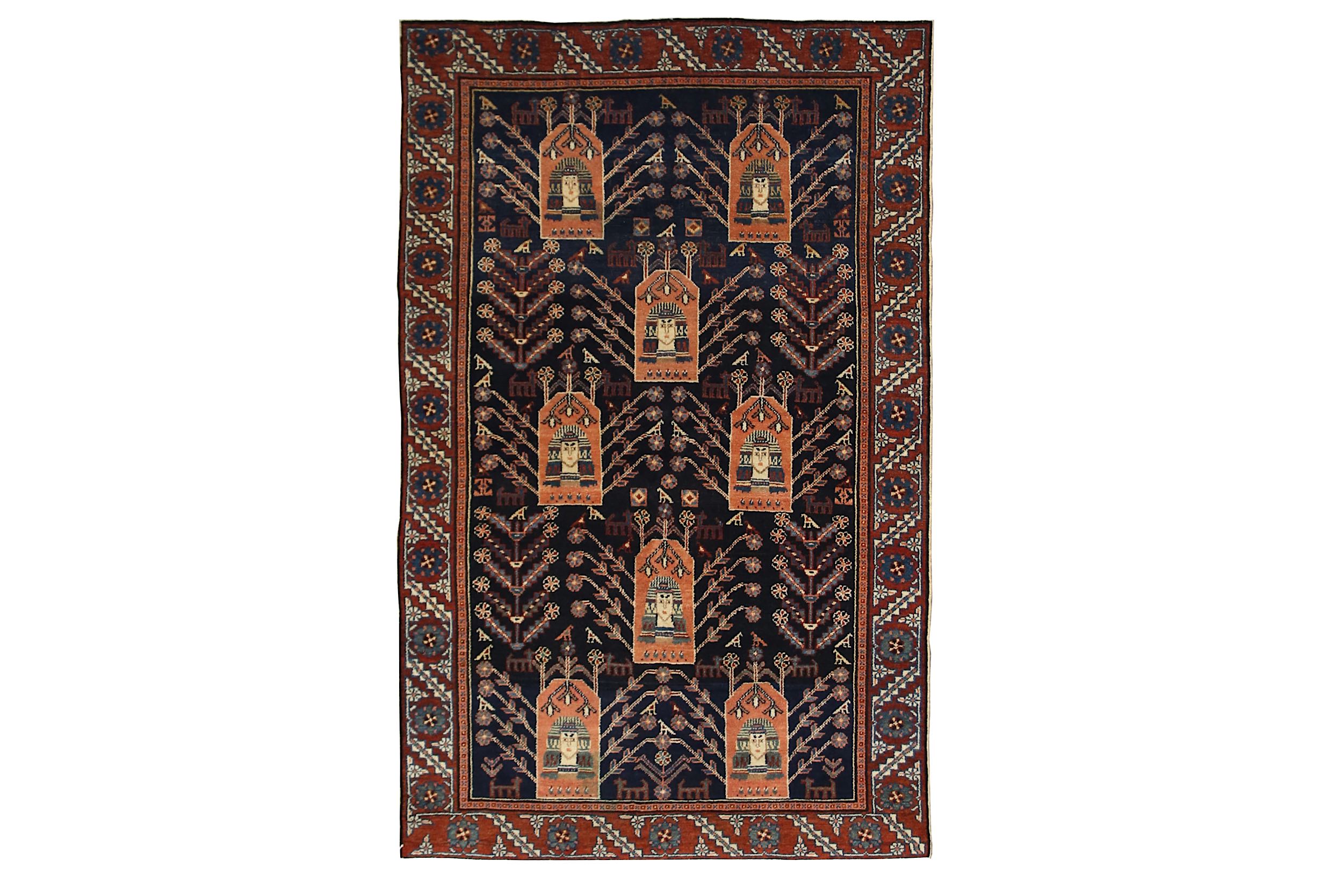 AN UNUSUAL BAKHTIARI RUG, WEST PERSIA approx: 6ft.6in. x 4ft.3in.(198cm. x 130cm.) The field with