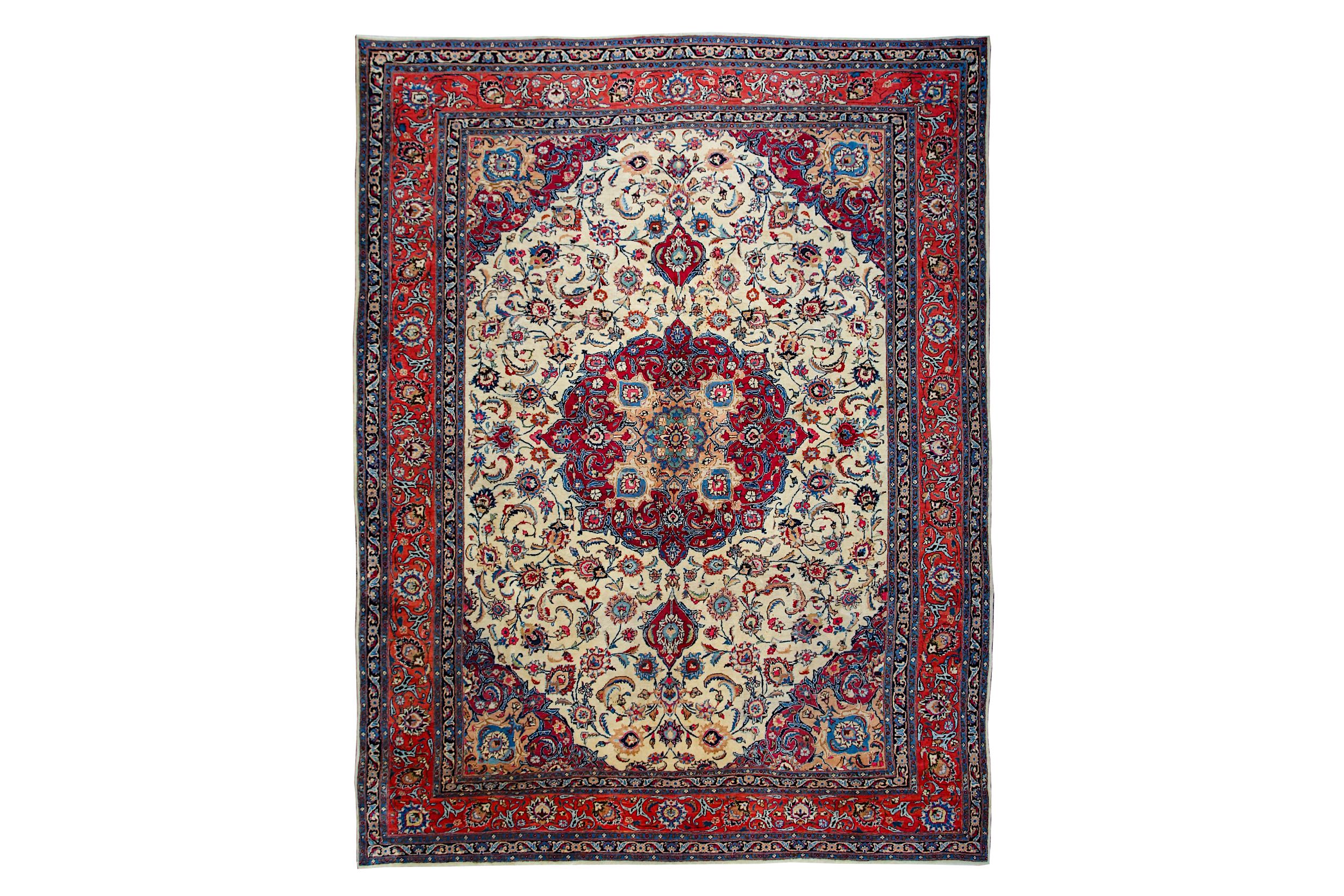 A FINE SAROUK CARPET, WEST PERSIA approx: 12ft.8in. x 9ft.9in.(387cm. x 296cm.) Then ivory field