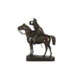 MATHILDE THOMAS-SOYER: A BRONZE MODEL OF A CAVALRYMAN 'EN VEDETTE'