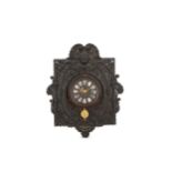 A LATE 19TH CENTURY FRENCH PATINATED BRASS REPOUSSE WALL CLOCK BY EUGENE FARCOT