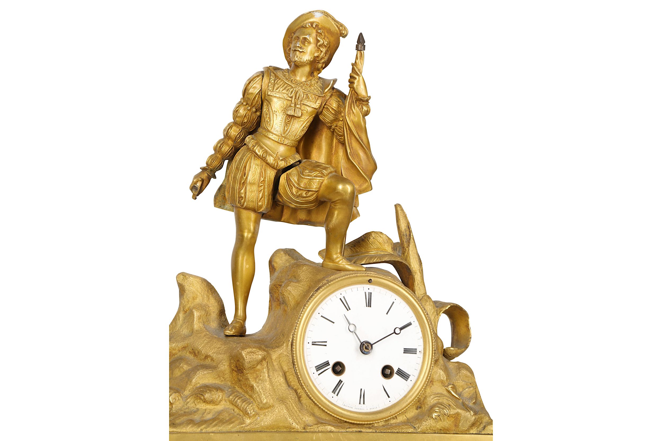 A SECOND QUARTER 19TH CENTURY FRENCH GILT BRONZE MANTEL CLOCK BY RAINGO FRERES, PARIS - Image 3 of 7