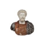 AFTER THE ANTIQUE: A COLOURED MARBLE BUST OF THE ROMAN EMPEROR LUCIUS VERUS