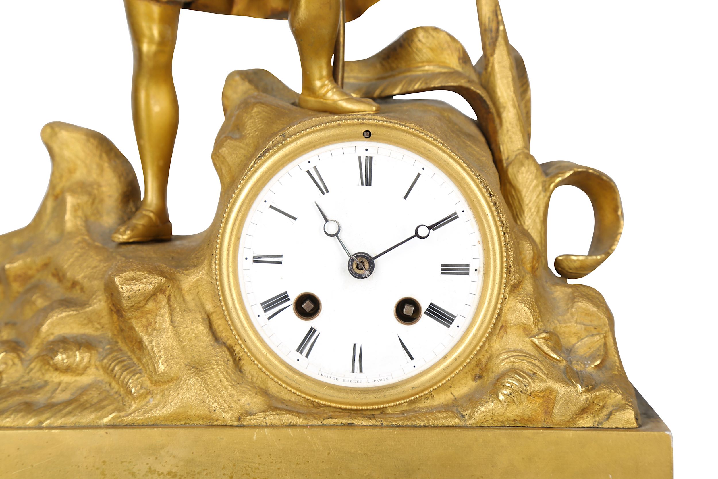 A SECOND QUARTER 19TH CENTURY FRENCH GILT BRONZE MANTEL CLOCK BY RAINGO FRERES, PARIS - Image 2 of 7