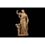 AN 18TH CENTURY FRENCH TERRACOTTA BOZZETTO OF CERES WITH A PUTTO