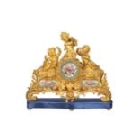 A FINE MID 19TH CENTURY FRENCH GILT BRONZE AND PORCELAIN FIGURAL MANTEL CLOCK BY BAVOZET & FILS, PAR