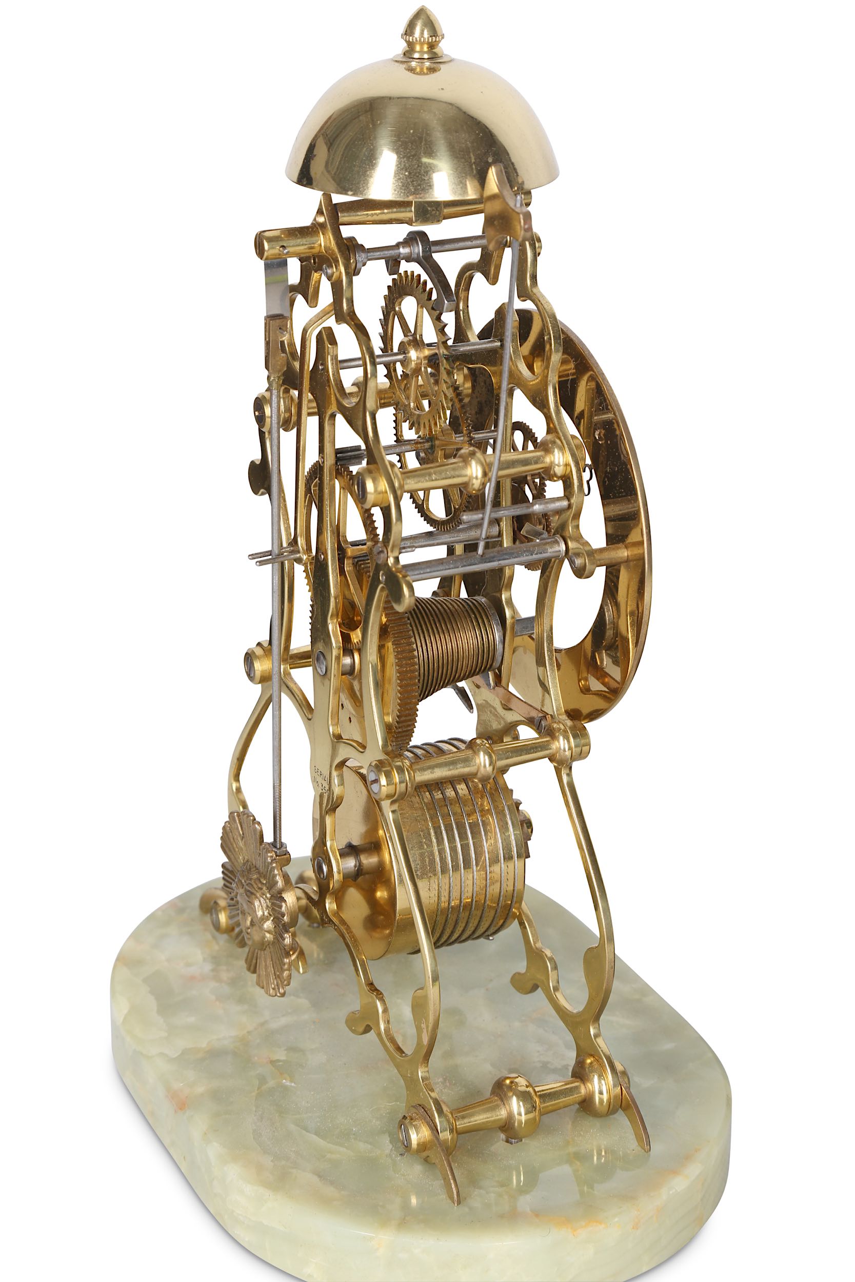 A 19TH CENTURY BRASS SKELETON CLOCK TOGETHER WITH ANOTHER - Image 8 of 9