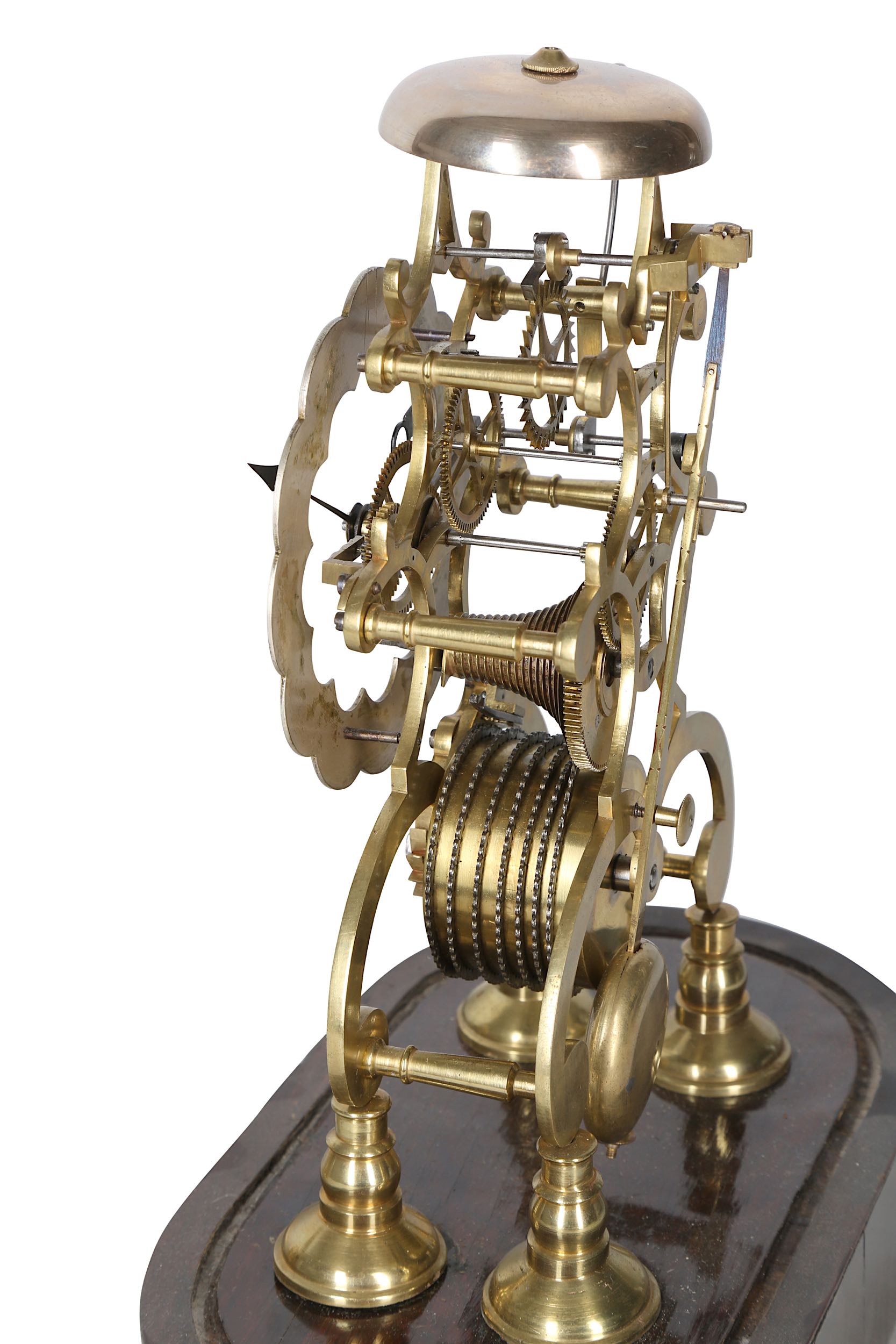 A 19TH CENTURY BRASS SKELETON CLOCK TOGETHER WITH ANOTHER - Image 9 of 9