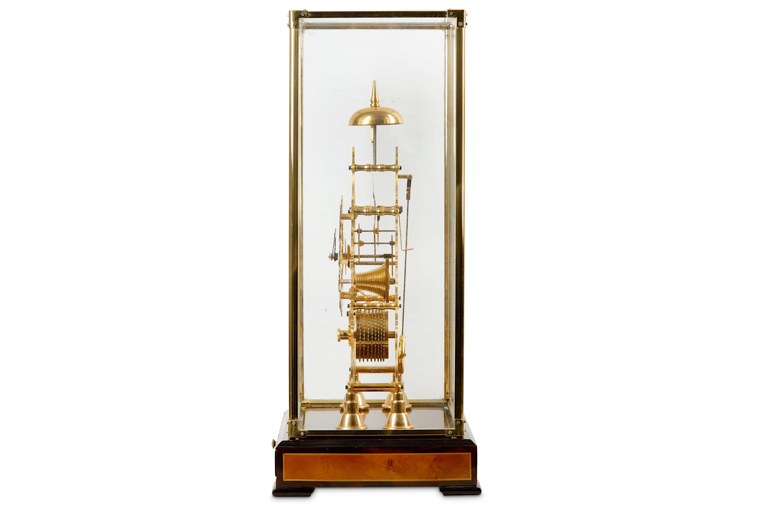 A LACQUERED BRASS FUSEE SKELETON CLOCK - Image 2 of 3