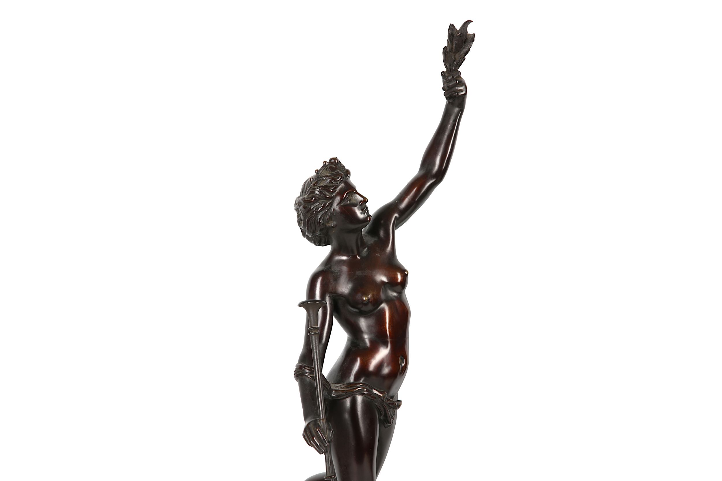 AFTER GIAMBOLOGNA (ITALIAN, 1529-1608): A PAIR OF LATE 19TH CENTURY BRONZE FIGURES OF MERCURY AND FO - Image 8 of 9