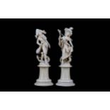 A PAIR OF 19TH CENTURY DIEPPE IVORY DANCING FIGURES