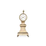 A SMALL REGENCY PAINTED WOOD AND BRASS MOUNTED TABLE CLOCK