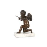 A FINE 19TH CENTURY FRENCH BRONZE FIGURE OF CUPID WITH HIS BOW