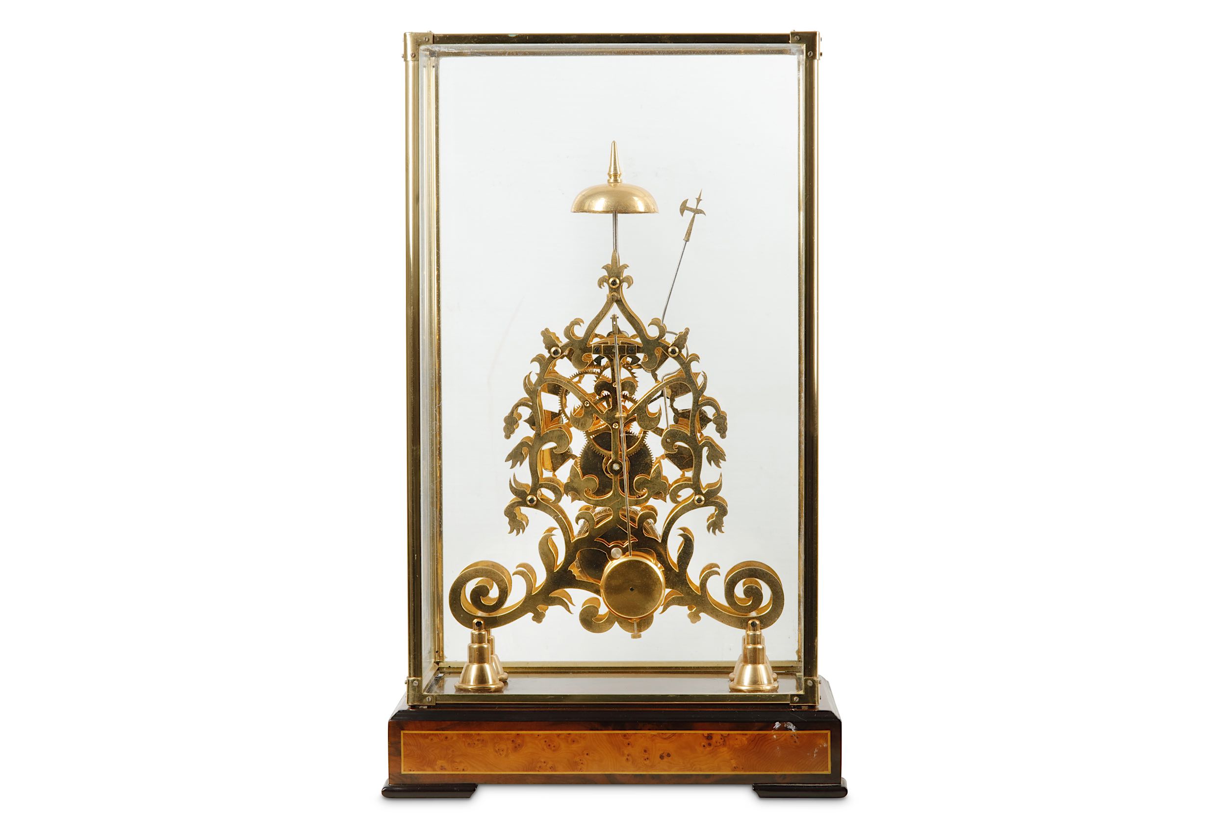 A LACQUERED BRASS FUSEE SKELETON CLOCK - Image 3 of 3