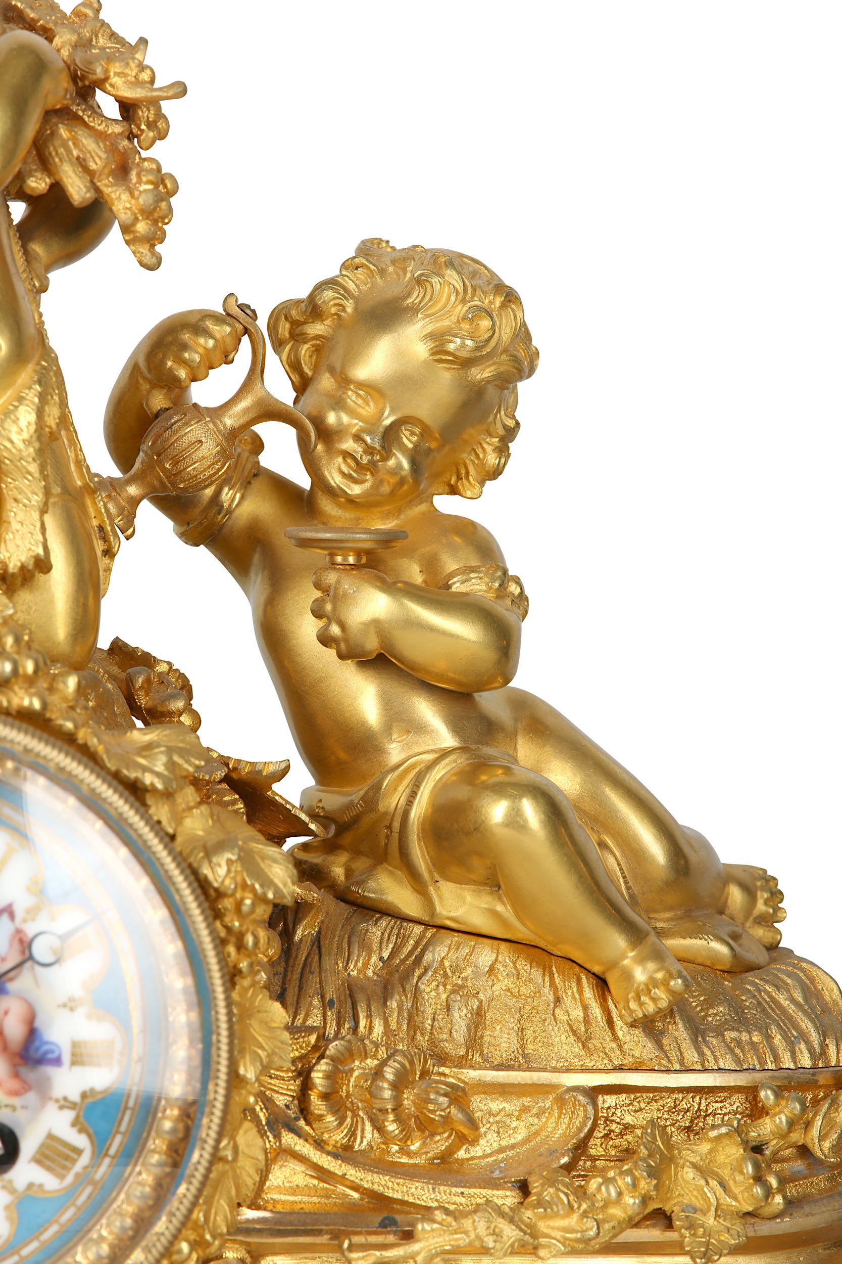 A FINE MID 19TH CENTURY FRENCH GILT BRONZE AND PORCELAIN FIGURAL MANTEL CLOCK BY BAVOZET & FILS, PAR - Image 9 of 11