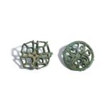 TWO BACTRIAN OPENWORK BRONZE SEALS Circa 3rd - 2nd Century B.C. Including a circular seal with