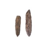 TWO EGYPTIAN PREDYNASTIC FLINT KNIVES Circa 5th - 4th Millennium B.C. Including a leaf-shaped