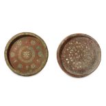 TWO SMALL SILVER-INLAID BRONZE DISHES  Iran, 12th