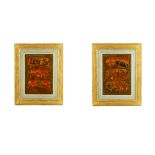 *TWO LARGE QAJAR LACQUERED PAPIER-MÂCHÉ PANELS WIT