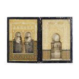 TWO PAINTED GESSO ALHAMBRA ARCHITECTURAL PANELS Gr