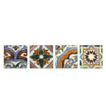 FOUR SPANISH ARISTA TILES  Possibly Seville, Post-