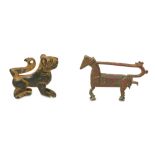 TWO BRONZE ANIMAL FIGURINES Iran, 12th - 13th cent