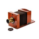 An Unmarked Wet Plate Mahogany and Brass Tailboard Camera