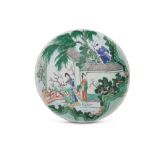 A LARGE CHINESE FAMILLE VERTE 'LOVERS' DISH.