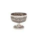 An early 20th century Anglo – Indian Raj unmarked silver footed bowl, Calcutta circa 1920