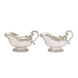 A pair of George V sterling silver sauceboats, London 1913 by Sebastian Garrard