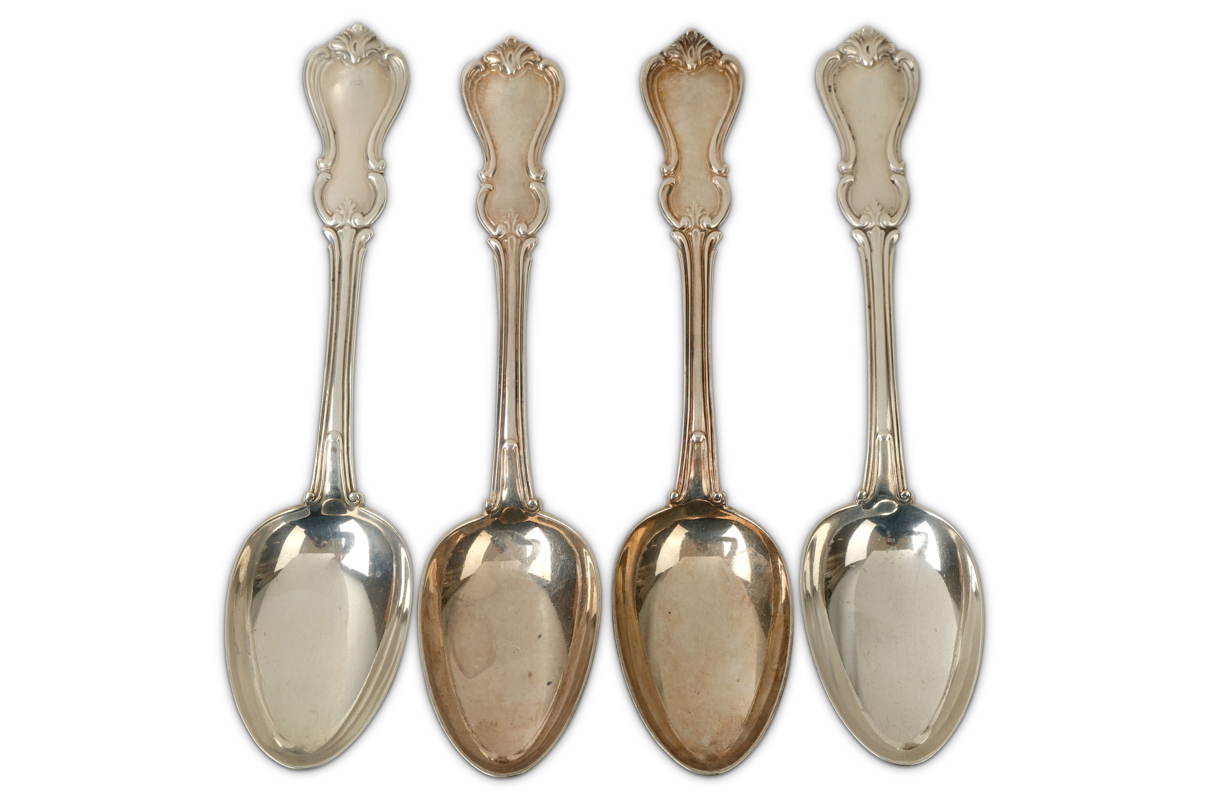 A set of four Victorian sterling silver tablespoons, London 1843 by William Eaton