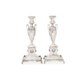 A pair of late 19th/early 20th century Austro-Hungarian 800 standard silver candlesticks, Vienna 187