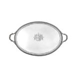 A large George III sterling silver twin handled tray, London 1803 by John Mewburn (reg. 2nd Oct 1792