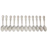 A set of twelve Victorian sterling silver dessert spoons, London 1844 by William Eaton