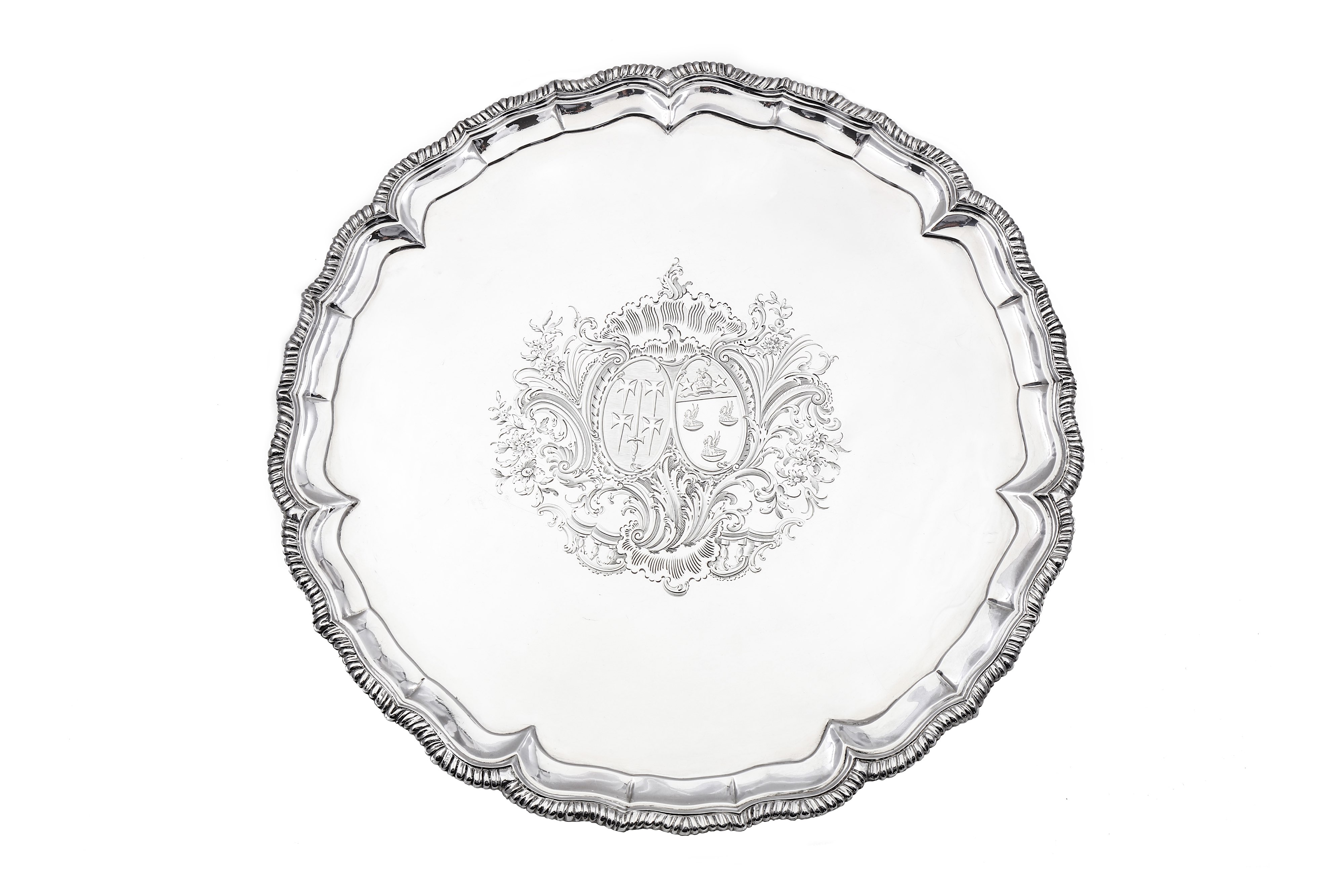 A rare George II Irish sterling silver salver, Dublin 1731 by William Williamson I (active 1715-38)