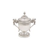 An early 19th century Italian silver cup and cover, circa 1820, marked with a crowned figure in prof